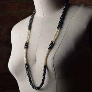 1950s Freshwater Pearls & Black Onyx Necklace